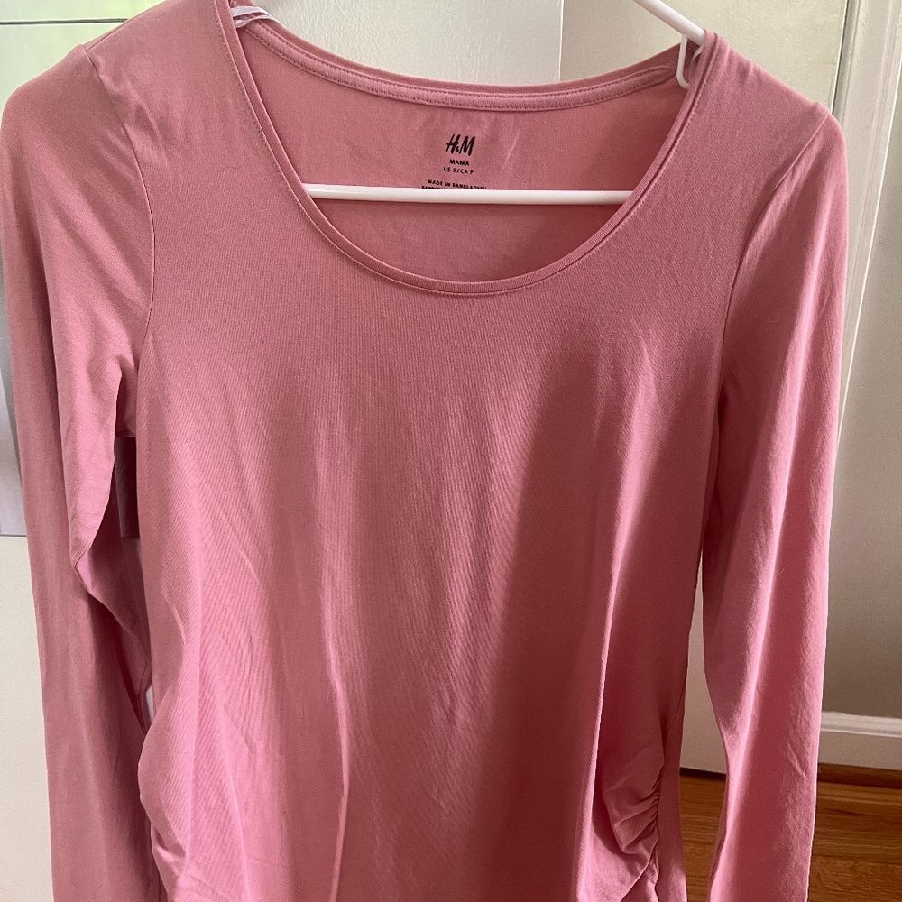 H&M Pink Maternity Long-Sleeve Stretch Top